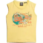 Superdry for woman. W6011884A Fitted T-shirt with LA Vintage logo yellow (L), Casual, Cotton, Sleeveless / Straps