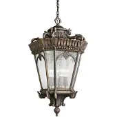 Kichler Tournai utendørs pendellampe, Ø 19 cm, bronse, aluminium, glass