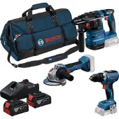 Bosch Gsr18v-65+gws18v-8+gbh18v-22+2x4.0ah +ga Elektrisk Verktøysett