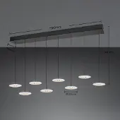 TRIO LED-hengelampe Sirena, hvit, lengde 167 cm, glass, CCT, 8 lyskilder.