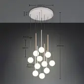 TRIO Hengelampe Firano, flerfarget, Ø 66 cm, metall, 11 lyskilder