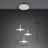 TRIO LED-hengelampe Amalo, matt hvit, Ø 67 cm, metall, 3 lyskilder.