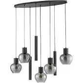 Brilliant Hengelampe Ligari, svart/røykgrå, lengde 126 cm, glass