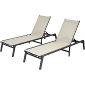 Vevor utendørs sjeselongstolsett med 2, 181 kg vektkapasitet, sammenleggbar solstol, 5 justerbare posisjoner, enkel montering, lenestoler i aluminium for basseng, for strandhage og terrasse