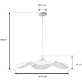LINDBY hengelampe Marjorie, hvit, blomst, lin, Ø 78 cm