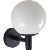 LINDBY utendørs vegglampe Dangan, svart/hvit, glass, Ø 20 cm