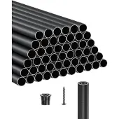 Vevor Trappebalustre 51-pakning, 26 tommers trappebalustre i aluminium, 3/4 tommers vanntett rundt spindelrekkverk i metall, hult dekkrekkverk med skinnehetter og skruer for trapper, veranda, uteplass