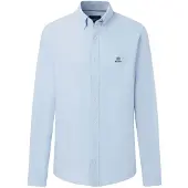 Hackett London for man. HM3010910 Heritage Ess Solid Ox blue shirt (L), Casual, Cotton, Long sleeve