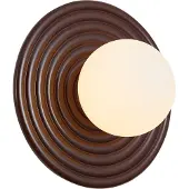 QAZQA Retro vegglampe brun med opalglass rund 20 cm IP44 - Lila