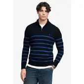 Superdry Cotton Stripe Knit Genser Med Halv Glidelås