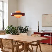 NOLA Rico hengelampe, rød, Ø 38 cm, metall/glass