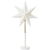 Markslöjd Noella LED-papirstjerne med batteri, messing/hvit, høyde 62 cm