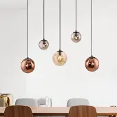 JUST LIGHT Hengelampe Shiny, 5 lyskilder, lang, multifarget, glass, E14