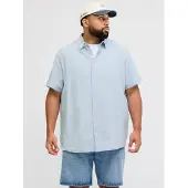 Plus 12294285 Linen Plus Size Kortarmet Skjorte