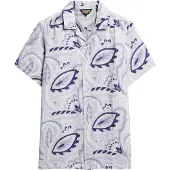 Superdry for man. M4010810A White printed linen shirt (S), Casual, Short sleeve