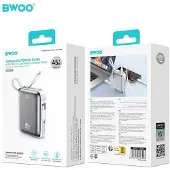 BWOO Powerbank 45W 10000 mAh med USB-C og Lightning-kabel - grå