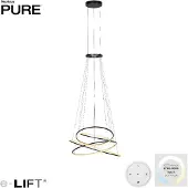 Neuhaus PURE LED-hengelampe E-Flying Rings, mystic grey, Ø110cm, CCT