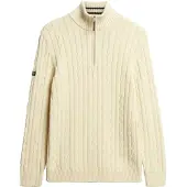 Superdry for man. M6110731A Beige Preppy Cotton Cable Half Sweatshirt (S), Casual