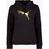 Puma ESS METALLIC Hoodie Women, Clothing, Black/Metallic Gold, L
