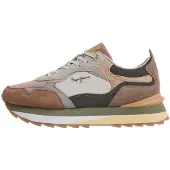 Pepe Jeans for woman. PLS600070 Freya beige leather sneakers (41), 5 to 8 cm, Split Leather, Laces, Casual