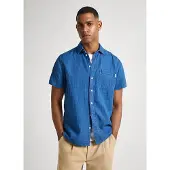 Pepe Jeans for man. PM308518 Baker blue shirt (S), Casual, Cotton, Short sleeve