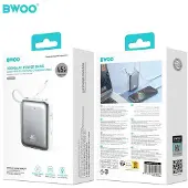 BWOO 20000mAh Powerbank med innebygd USB-C + belysningskabel - Sølv