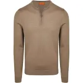 Suitable Suitabe Crew Zip Merino ys Taupe Brun Størrese
