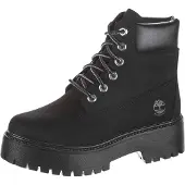Timberland for woman. TB1A5RH50151 Stone Street 6 Inch Black Leather Boots (37.5 W), Flat, Laces, Casual