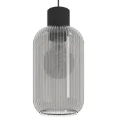 Eglo Hengelampe Dasmina, Ø 13 cm, røykgrå/svart, glass, E27