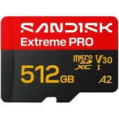 SanDisk Extreme PRO - Flashminnekort (SD-adapter inkludert) - 512 GB - A2 / Video Class V30 / UHS-I U3 - microSDXC UHS-I
