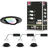 Paulmann LED-innbyggingslampe Nova Coin Smart, svart, RGBW, 3-pakning, 8,4 cm