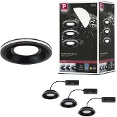 Paulmann LED-innfellingslampe Sormus, svart, Ø 10 cm, IP65, sett med 3 stk.