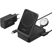 Anker MagGo - Trådløst ladestativ - 3-i-1, sammenleggbar - 15 watt (USB-C) - svart