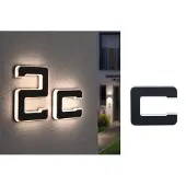 Paulmann Letter C, Utendørs vegglampe, Svart, Plast, IP44, Fasade, III