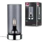 Paulmann bordlampe Pinja krom/røykgrå