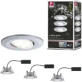 Paulmann Calla krom, dimbar og svingbar, 4 000 K, 9 cm, sett med 3 stk.