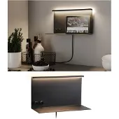 Paulmann LED-vegglampe Jarina svart 35 cm hyller USB-port