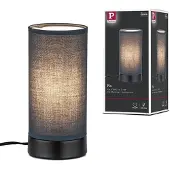 Paulmann Pia bordlampe av stoff, svart/grå