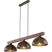 TK Lighting Hengelampe Oslo, brun, 3 lyskilder, 118 cm lang, E27
