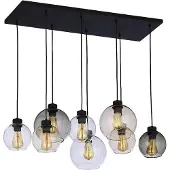 TK Lighting Hengelampe Cubus, 68 cm, 8 lyskilder, klar/honning/brun, glass
