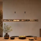 Elobra LED-hengelampe Chile XS, eik/farget skifer, lengde 89 cm