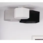 Duolla Taklampe Emil, tekstil i svart/grått/hvitt, 70 cm, 3 lyskilder