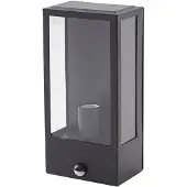 LINDBY utendørs vegglampe Ilana, svart, sensor, IP44, E27