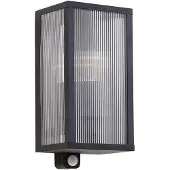 LINDBY utendørs vegglampe Peldar antrasitt/riflet 26 cm med sensor
