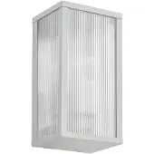 LINDBY utendørs vegglampe Peldar, lysegrå/riflet, 26 cm, IP44