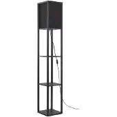 LINDBY gulvlampe Birta, svart, hylle, tre, 159 cm