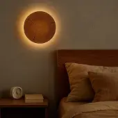 Elobra LED-vegglampe Havana S, tre/metall, Ø 19 cm