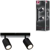Paulmann downlight Lirena, matt svart, lengde 26 cm, 2 lyskilder.