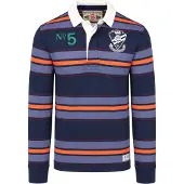 Superdry Double Emblem Stripe Rugby Langermet Poloskjorte