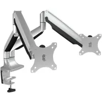 Raidsonic technology ICY BOX IB-MS504-T - Monteringssett - justerbar arm - for 2 skjermer - svart, sølv - skjermstørrelse: inntil 32 - skrivebordsmonterbar